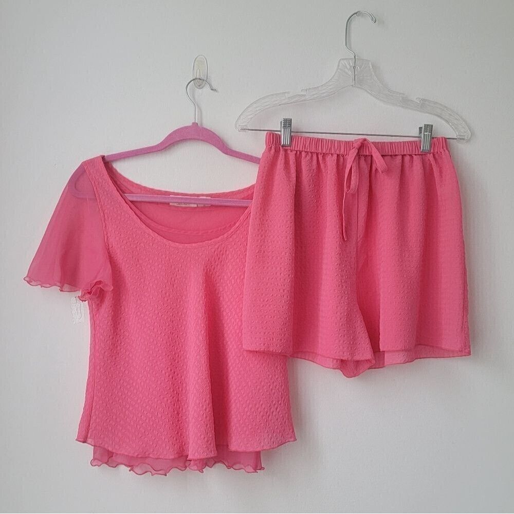 VICTORIA'S SECRET Pajama Short Set Sheer Pink Size Medium